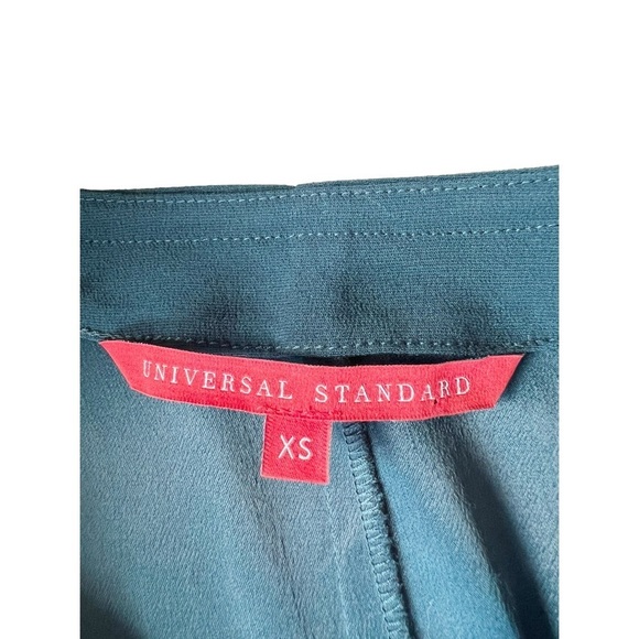 UNIVERSAL Standard Teal Long Sleeve V Neck Asymmetrical Hem Dress - Picture 5 of 8